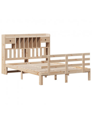 Letto Libreria senza Materasso 140x190 cm in Legno di Pino