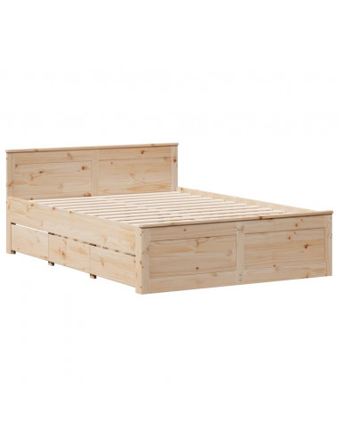 Letto Libreria senza Materasso 140x190 cm in Legno di Pino