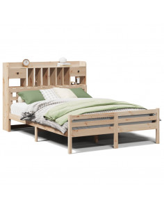 Letto Libreria senza Materasso 140x190 cm in Legno di Pino