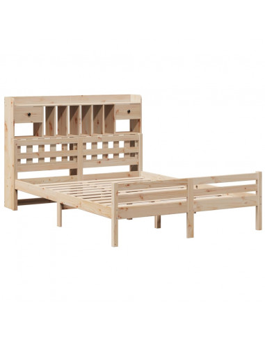 Letto Libreria senza Materasso 140x190 cm in Legno di Pino