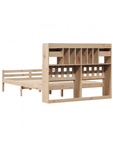 Letto Libreria senza Materasso 140x190 cm in Legno di Pino