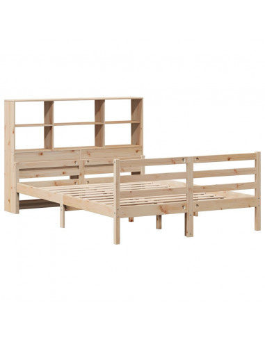 Letto Libreria senza Materasso 140x190 cm in Legno di Pino