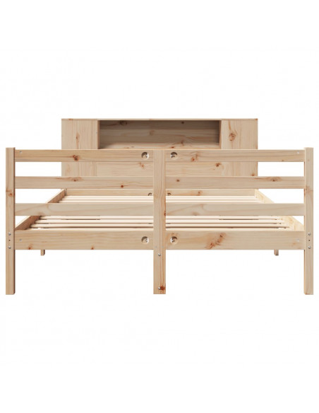 Letto Libreria senza Materasso 140x190 cm in Legno di Pino