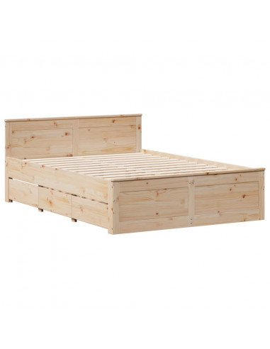 Letto Libreria senza Materasso 140x200 cm in Legno di Pino