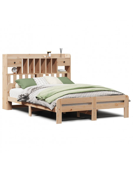 Letto Libreria senza Materasso 140x200 cm in Legno di Pino
