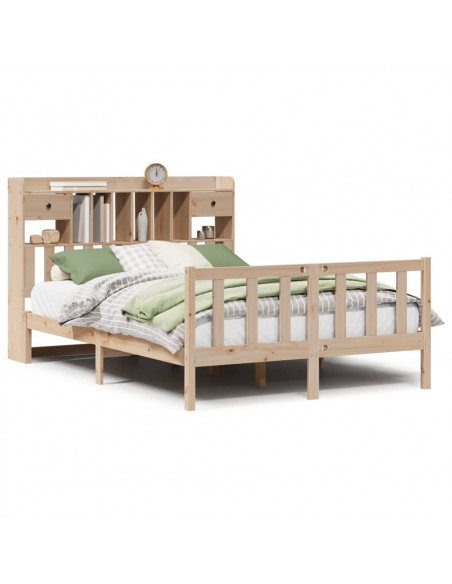 Letto Libreria senza Materasso 140x200 cm in Legno di Pino