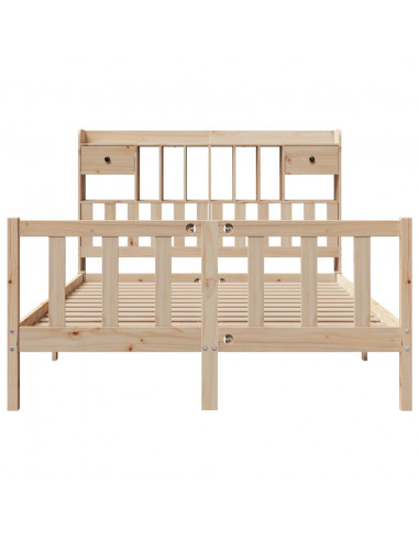 Letto Libreria senza Materasso 140x200 cm in Legno di Pino