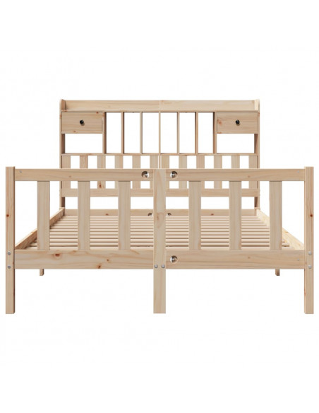 Letto Libreria senza Materasso 140x200 cm in Legno di Pino