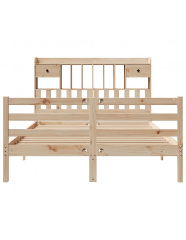 Letto Libreria senza Materasso 150x200 cm in Legno di Pino
