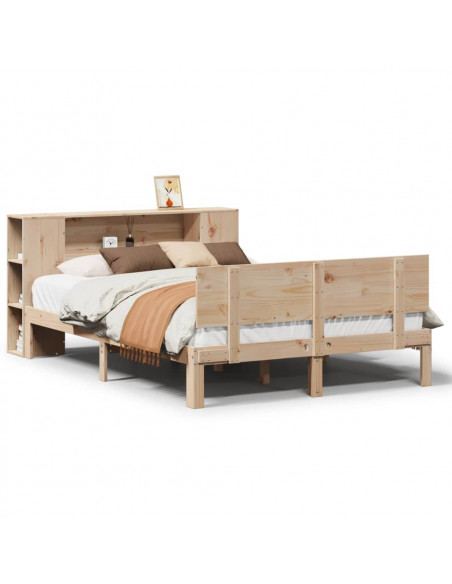 Letto Libreria senza Materasso 150x200 cm in Legno di Pino