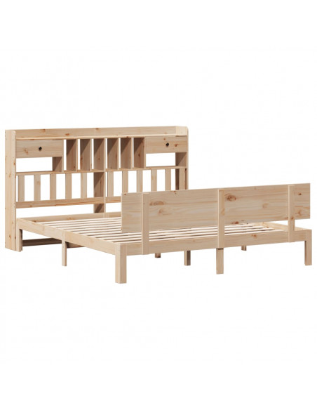 Letto Libreria senza Materasso 180x200 cm in Legno di Pino