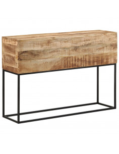 Tavolo Consolle 110x30x75cm Legno Massello Mango Grezzo e Ferro