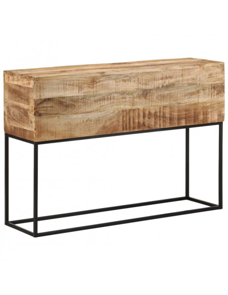 Tavolo Consolle 110x30x75cm Legno Massello Mango Grezzo e Ferro