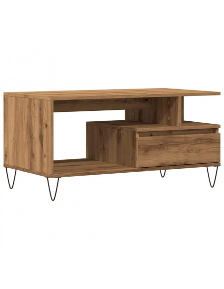 Tavolino Salotto Rovere Artigianale 90x49x45 cm Multistrato