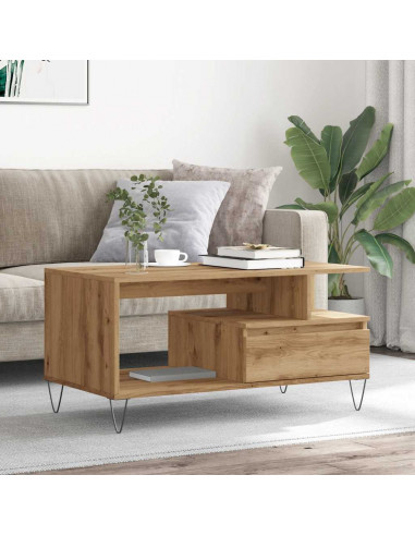 Tavolino Salotto Rovere Artigianale 90x49x45 cm Multistrato