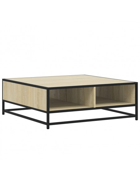 Tavolino Rovere Sonoma 80x80x30 cm in Truciolato e Metallo