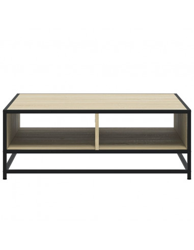 Tavolino Rovere Sonoma 80x80x30 cm in Truciolato e Metallo