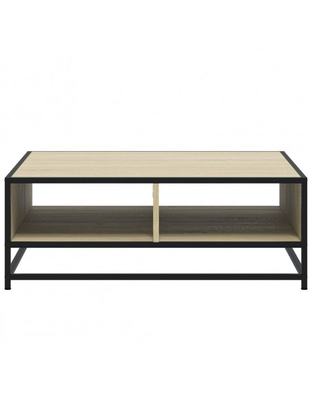 Tavolino Rovere Sonoma 80x80x30 cm in Truciolato e Metallo