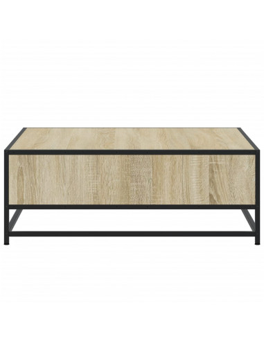 Tavolino Rovere Sonoma 80x80x30 cm in Truciolato e Metallo