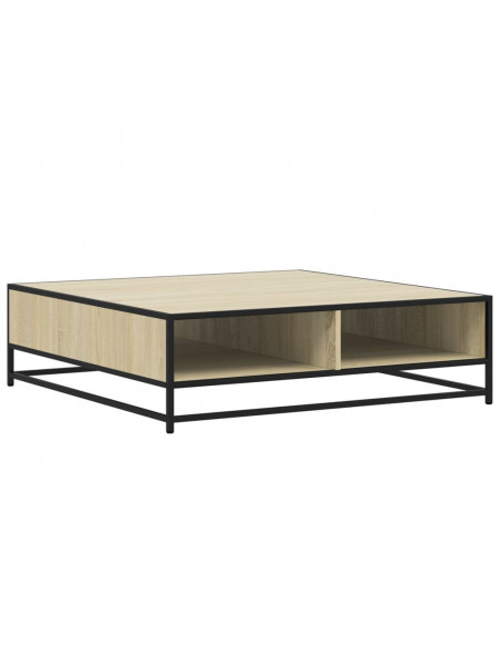 Tavolino Rovere Sonoma 100x100x30 cm in Truciolato e Metallo