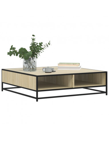 Tavolino Rovere Sonoma 100x100x30 cm in Truciolato e Metallo