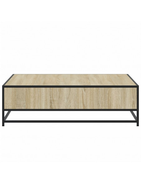 Tavolino Rovere Sonoma 100x100x30 cm in Truciolato e Metallo