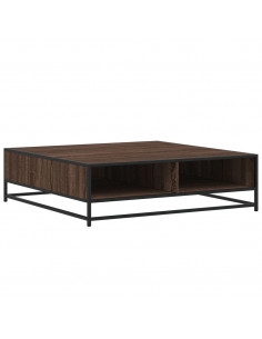 Tavolino Rovere Marrone 100x100x30 cm in Truciolato e Metallo