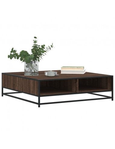 Tavolino Rovere Marrone 100x100x30 cm in Truciolato e Metallo