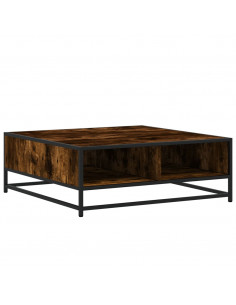 Tavolino Rovere Fumo 80x80x30 cm in Truciolato e Metallo