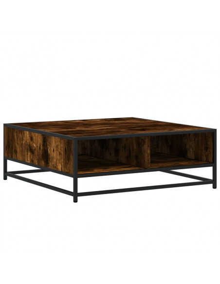 Tavolino Rovere Fumo 80x80x30 cm in Truciolato e Metallo