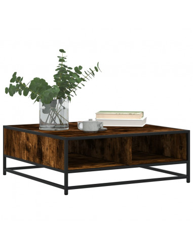 Tavolino Rovere Fumo 80x80x30 cm in Truciolato e Metallo