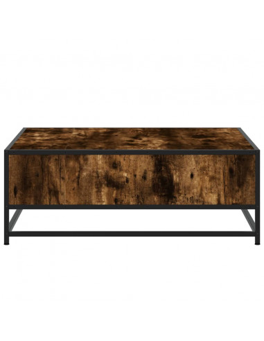 Tavolino Rovere Fumo 80x80x30 cm in Truciolato e Metallo