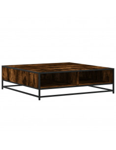 Tavolino Rovere Fumo 100x100x30 cm in Truciolato e Metallo