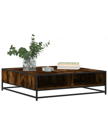 Tavolino Rovere Fumo 100x100x30 cm in Truciolato e Metallo