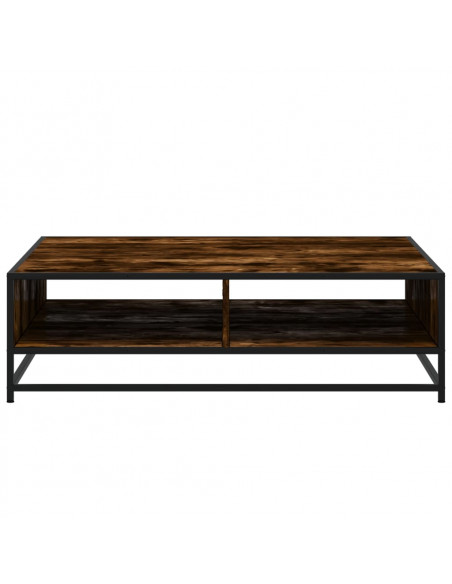 Tavolino Rovere Fumo 100x100x30 cm in Truciolato e Metallo