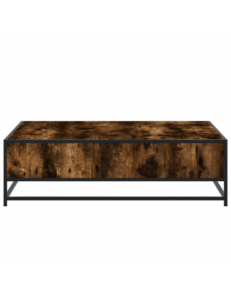 Tavolino Rovere Fumo 100x100x30 cm in Truciolato e Metallo