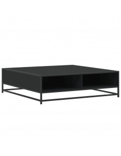 Tavolino Nero 100x100x30 cm Legno in Truciolato e Metallo