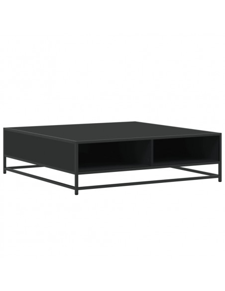 Tavolino Nero 100x100x30 cm Legno in Truciolato e Metallo