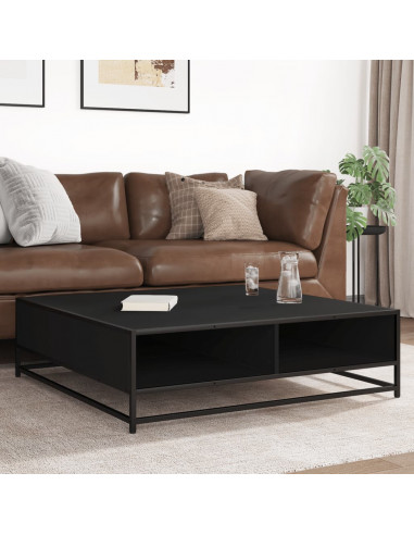 Tavolino Nero 100x100x30 cm Legno in Truciolato e Metallo