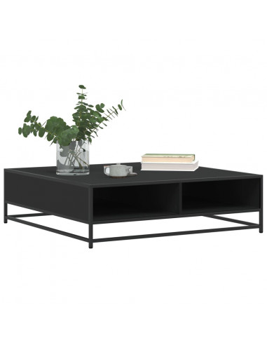 Tavolino Nero 100x100x30 cm Legno in Truciolato e Metallo