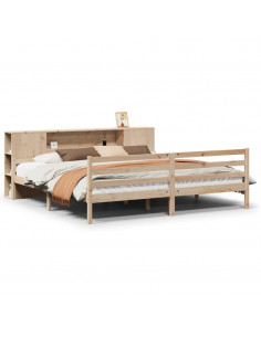 Letto Libreria senza Materasso 200x200 cm in Legno di Pino