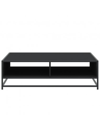 Tavolino Nero 100x100x30 cm Legno in Truciolato e Metallo