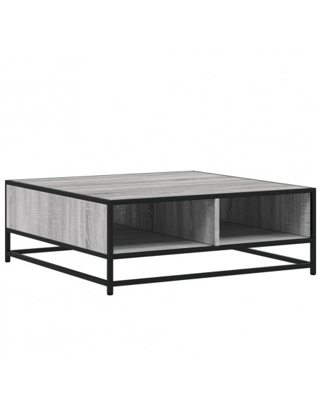Tavolino Grigio Sonoma 80x80x30 cm in Truciolato e Metallo