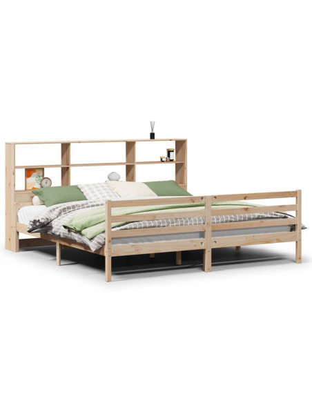 Letto Libreria senza Materasso 200x200 cm in Legno di Pino