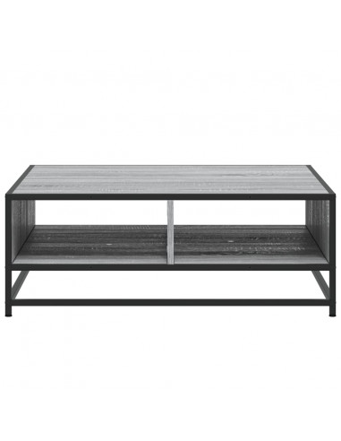 Tavolino Grigio Sonoma 80x80x30 cm in Truciolato e Metallo