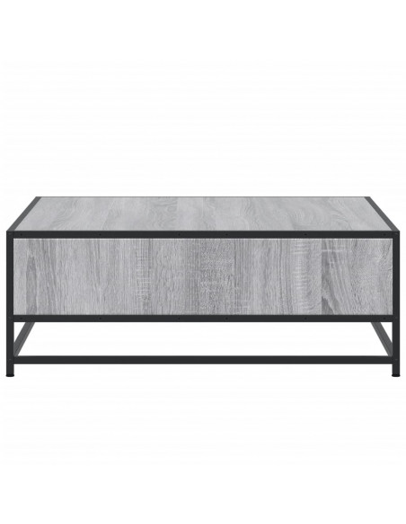 Tavolino Grigio Sonoma 80x80x30 cm in Truciolato e Metallo