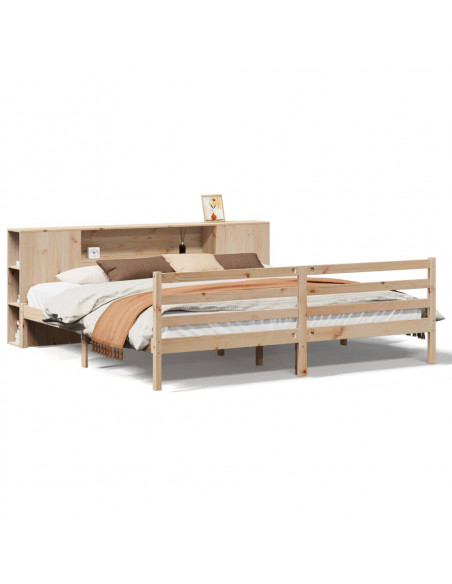 Letto Libreria senza Materasso 200x200 cm in Legno di Pino