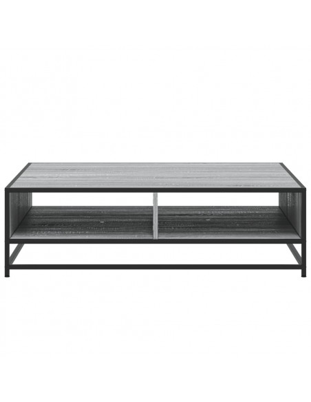 Tavolino Grigio Sonoma 100x100x30 cm in Truciolato e Metallo