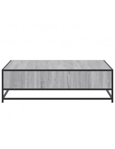 Tavolino Grigio Sonoma 100x100x30 cm in Truciolato e Metallo