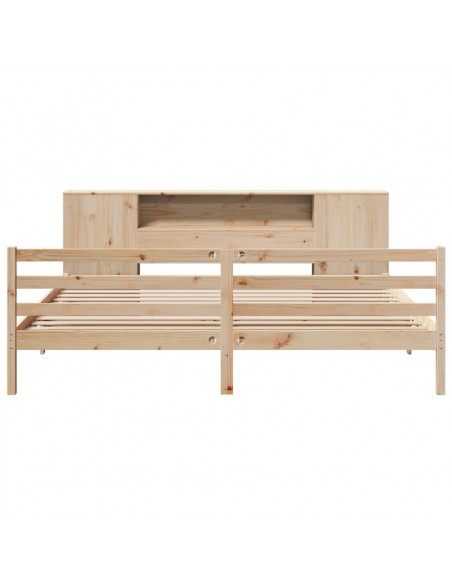 Letto Libreria senza Materasso 200x200 cm in Legno di Pino